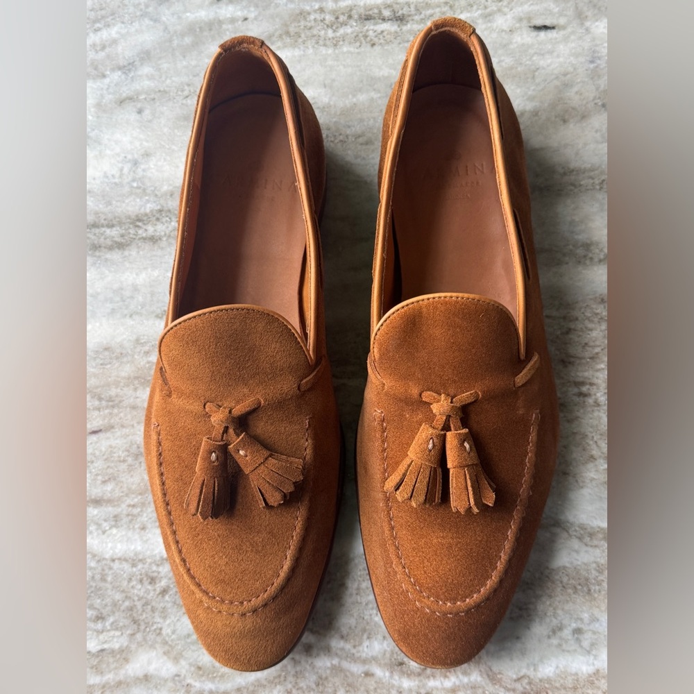 Carmina Tan / Brown Tassel Loafers UK 6.5  / US 7.5 Moccasins Slippers Suede